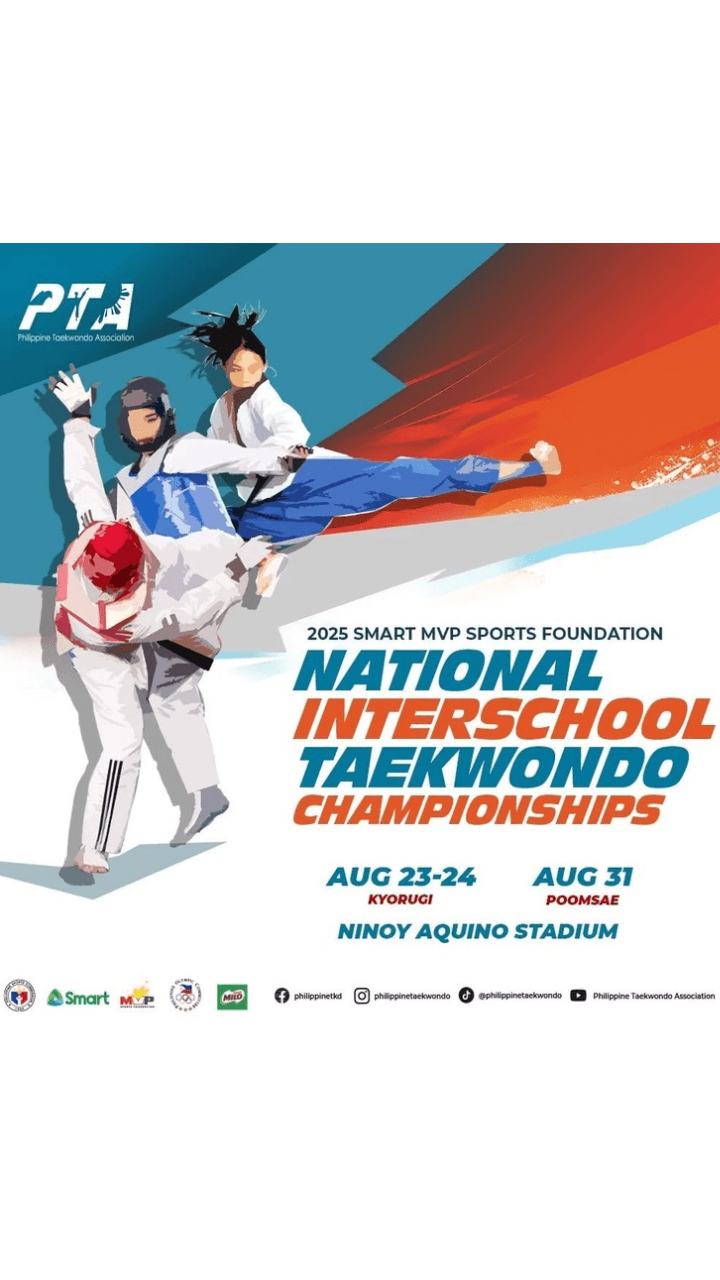 ๐ต๐ญ The 2025 Smart MVPSF National Interschool Taekwondo Championships is set to light up the Ninoy Aquino Stadium once again! ๐ฅ