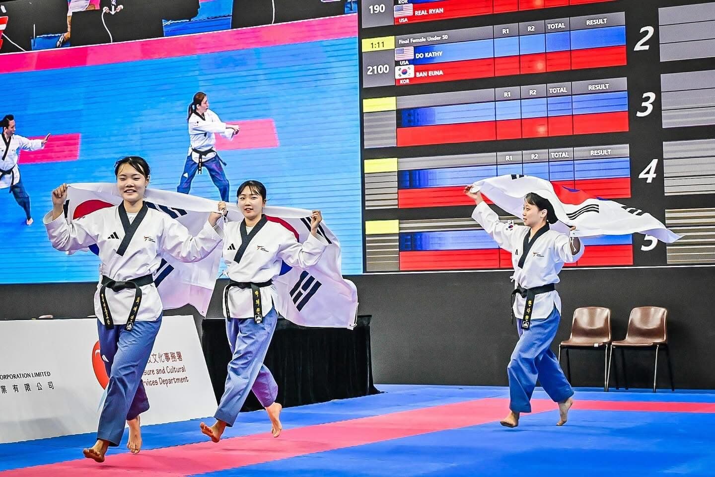 Female Under 30 Team at the Hong Kong 2024 World Taekwondo Poomsae Championships! π₯